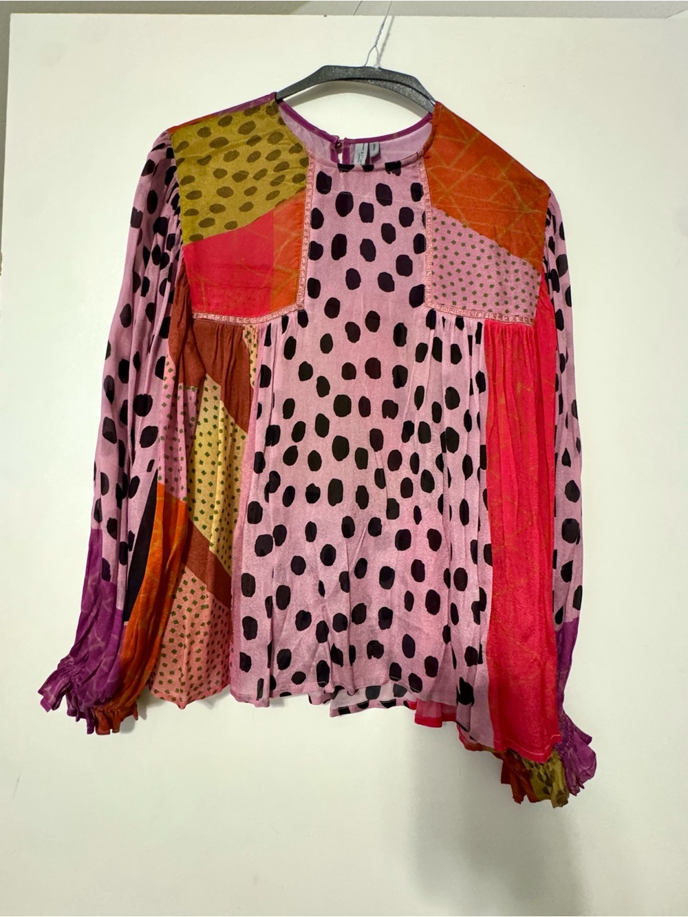 Anthropologie Blouse Polka Dot Long-Sleeve Top